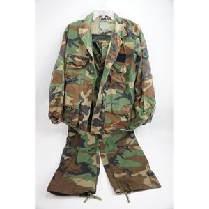 US Military BDU Uniform Set Medium Regular Woodland Camo Combat Jacket Pants GC